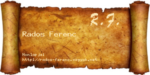 Rados Ferenc névjegykártya